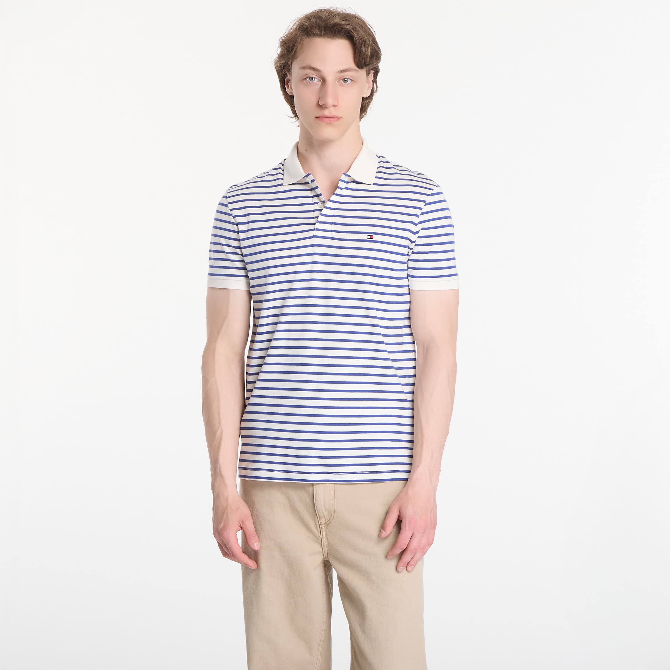 T-shirt Tommy Hilfiger Liquid Cotton Reg Seasonal Polo Tee Ivory Petal / Pigment Blue S