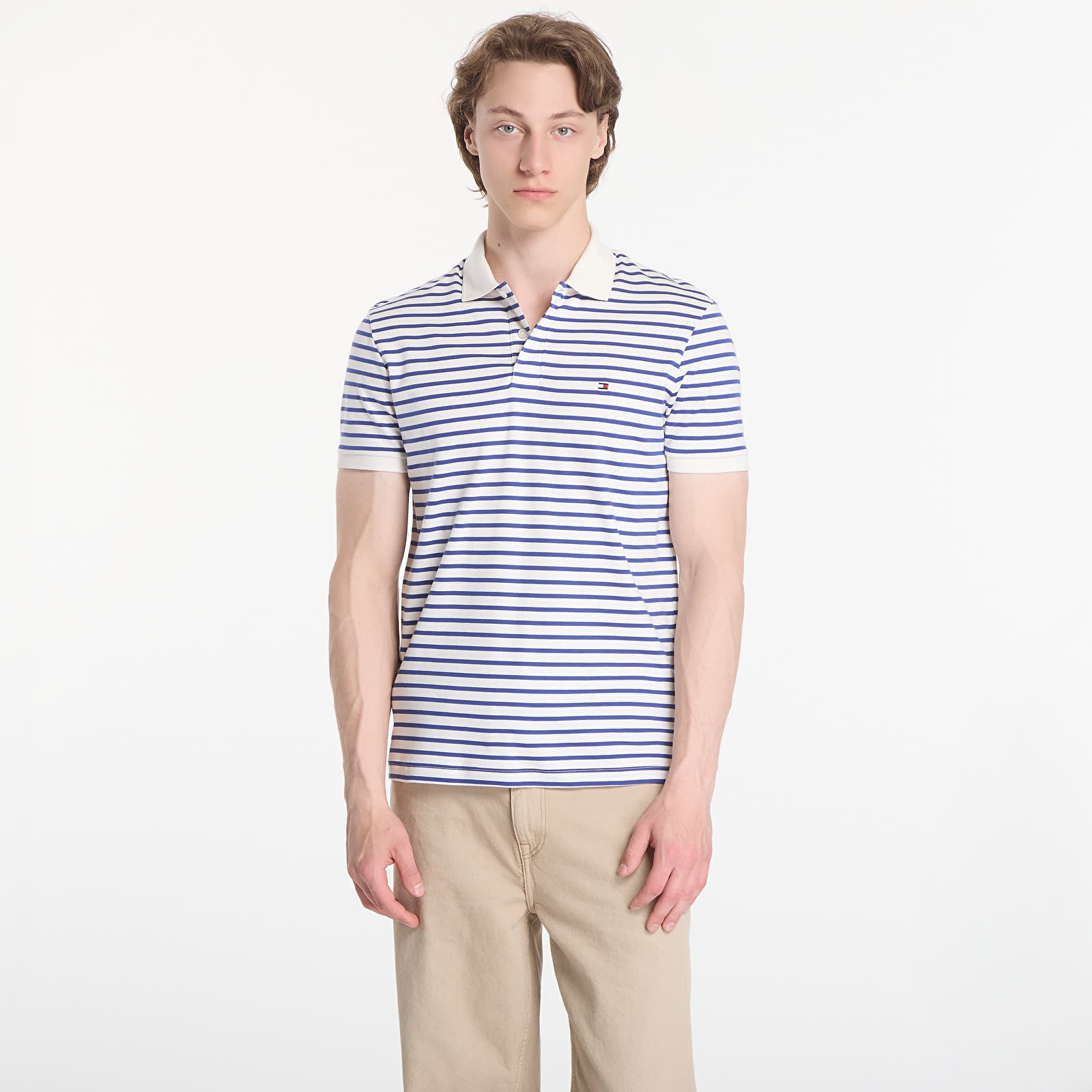 Pólók Tommy Hilfiger Liquid Cotton Reg Seasonal Polo Tee Ivory Petal / Pigment Blue