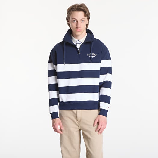 Mikina Tommy Hilfiger Nautical Block Stripe 1/4 Zip Carbon Navy