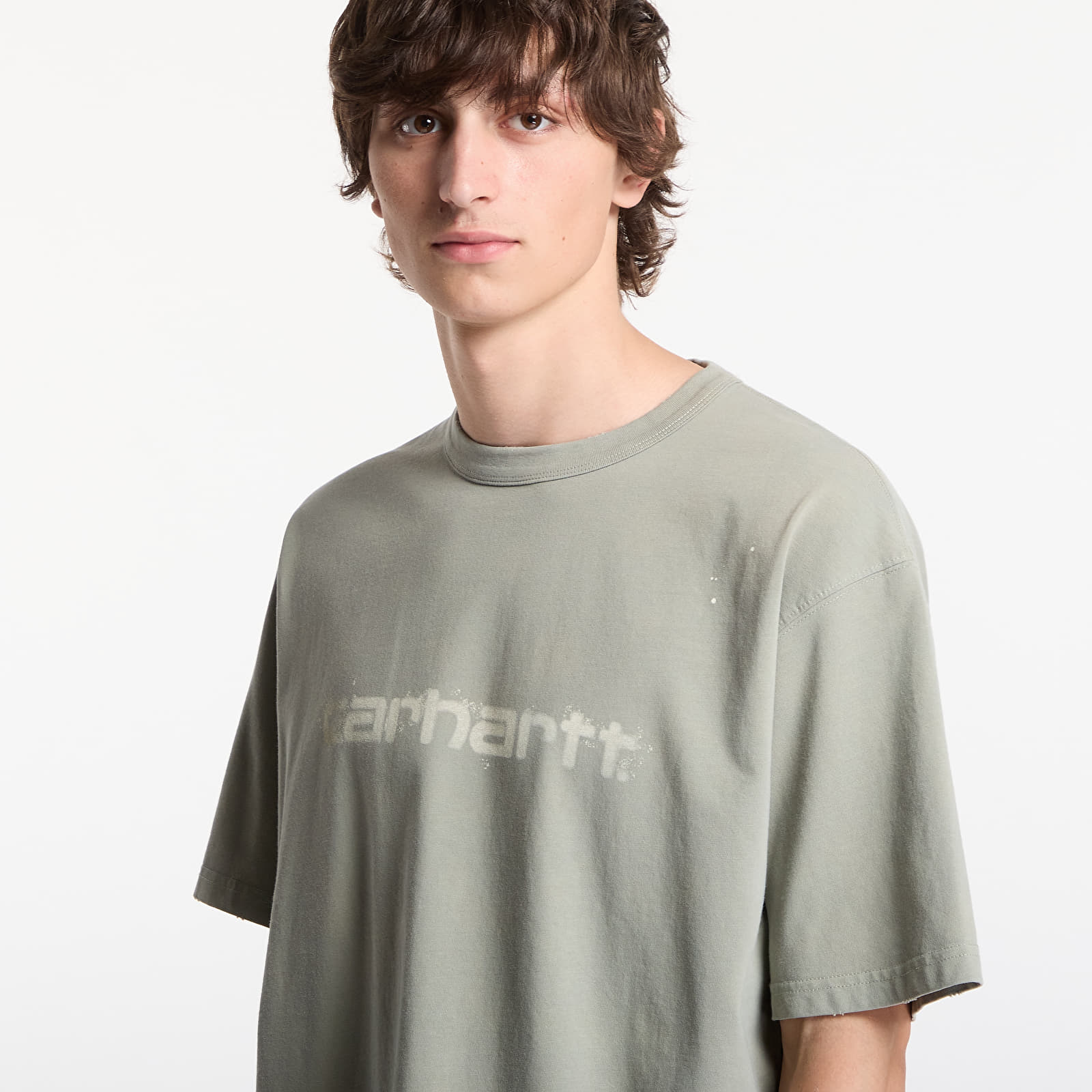 Tricouri bărbați Carhartt WIP S/S Painter T-Shirt UNISEX Shady Green Destroy Wash, Splatter