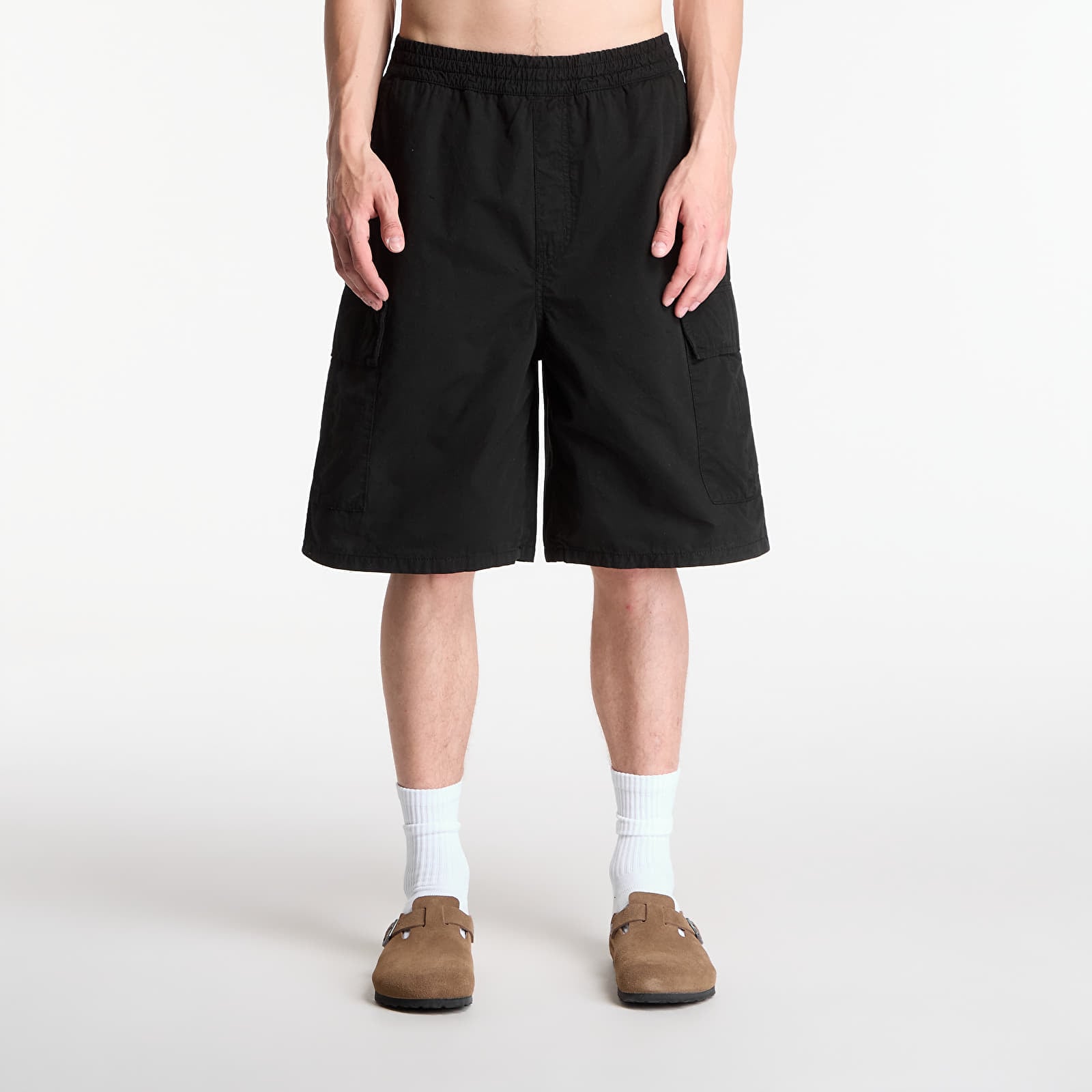 Men's shorts Carhartt WIP Mandler Cargo Short UNISEX Black Garment Dyed
