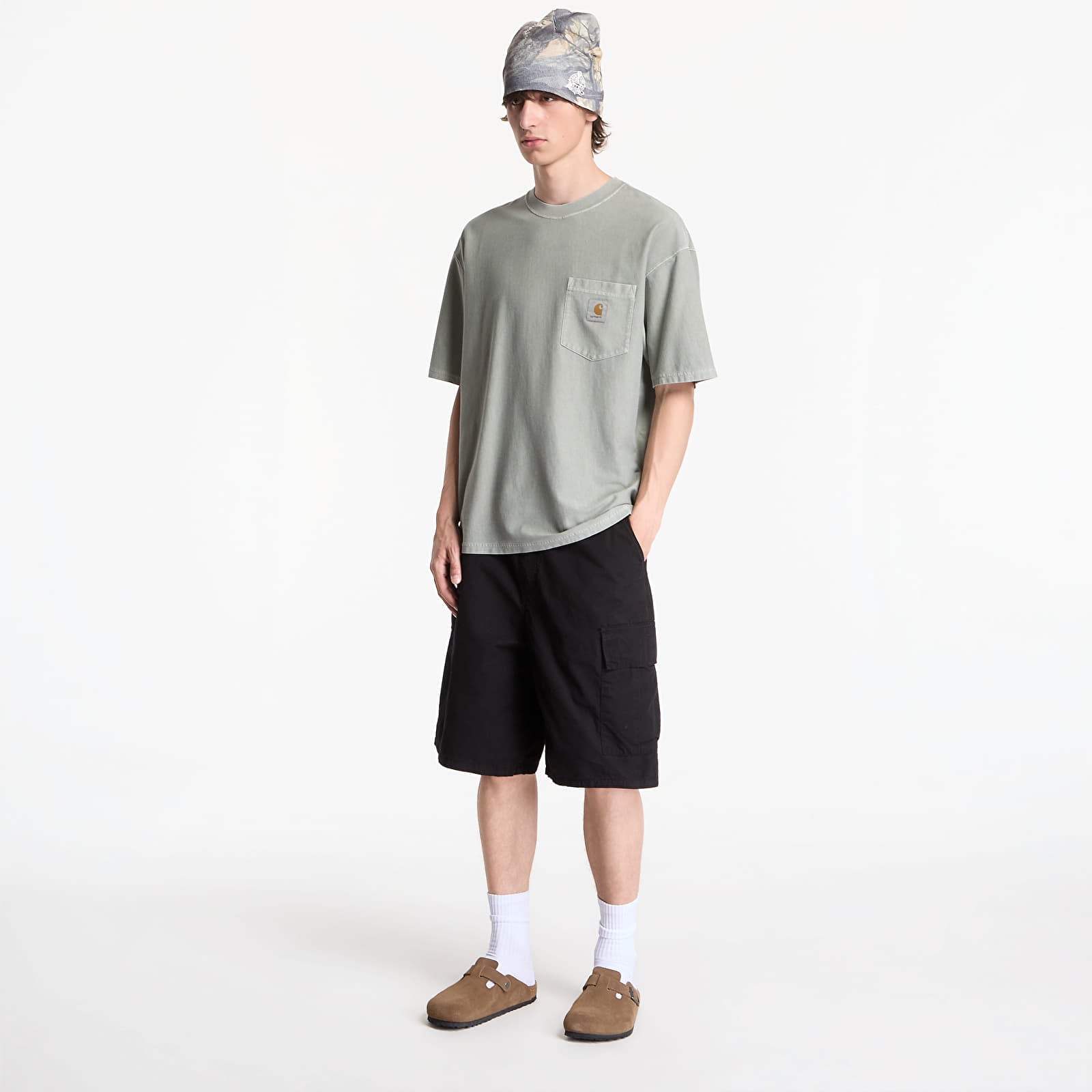 Men's shorts Carhartt WIP Mandler Cargo Short UNISEX Black Garment Dyed