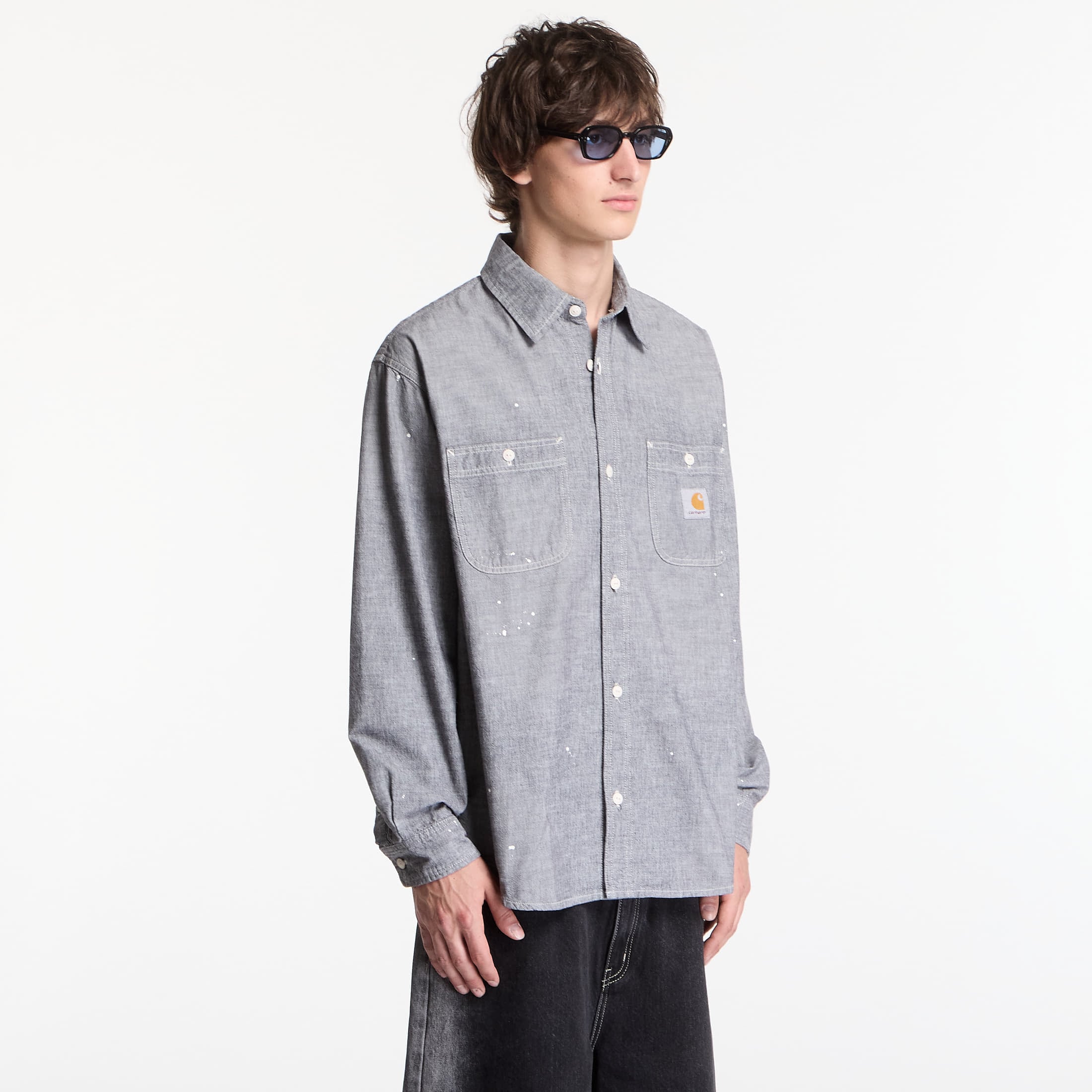 Shirt Carhartt WIP L/S Painter Shirt UNISEX Black Worn Used, Splatter XL