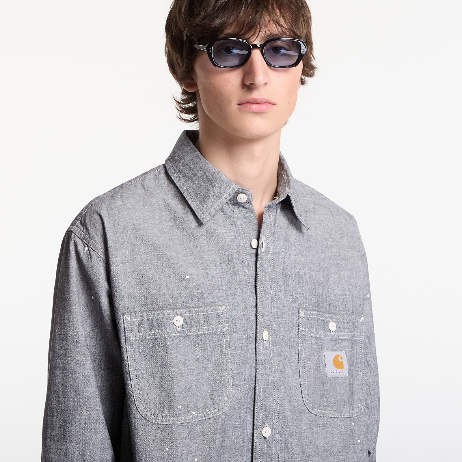 Skjorter til mænd Carhartt WIP L/S Painter Shirt UNISEX Black Worn Used, Splatter