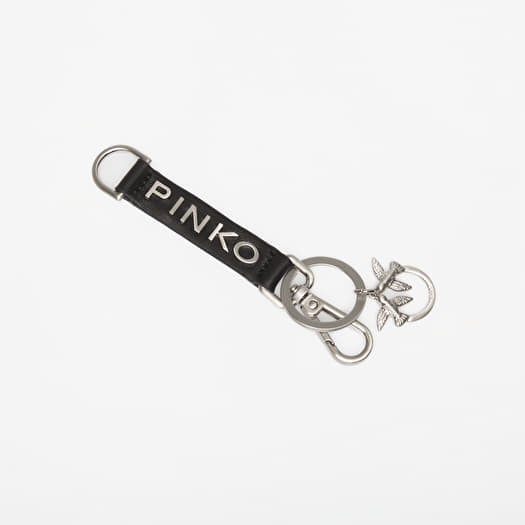 Pinko Logo Keychain Saffiano + Logo Black