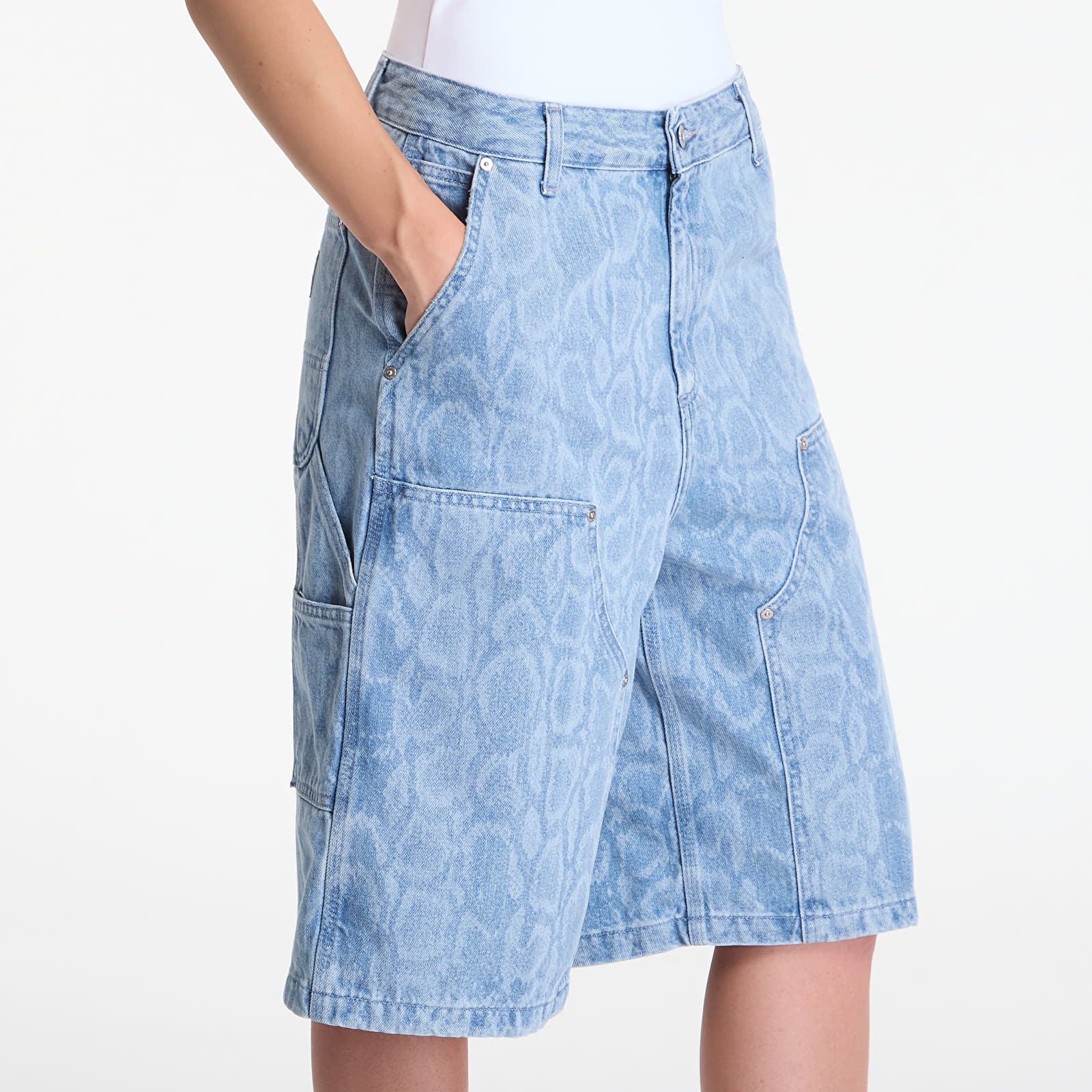 Moteriški šortai Carhartt WIP W' Snake Nixon Double Knee Short Snake Camo, Blue Bleached