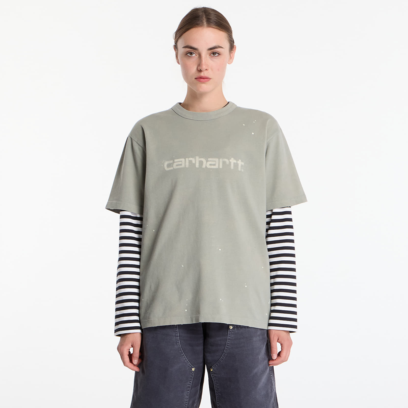 Pánske tričká Carhartt WIP S/S Painter T-Shirt UNISEX Shady Green Destroy Wash, Splatter