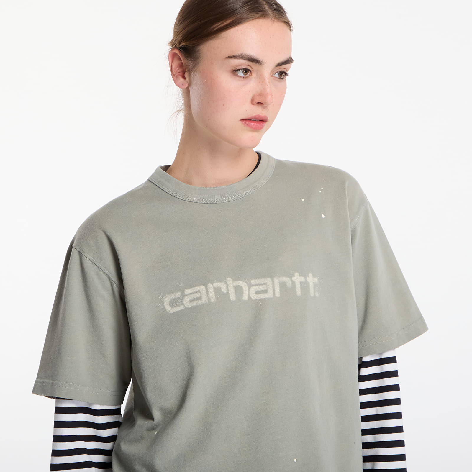 Pánske tričká Carhartt WIP S/S Painter T-Shirt UNISEX Shady Green Destroy Wash, Splatter