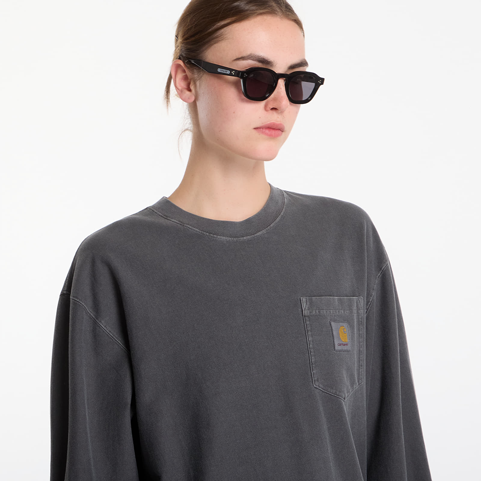 Мужские футболки Carhartt WIP L/S Loose Pocket T-Shirt UNISEX Black Garment Dyed