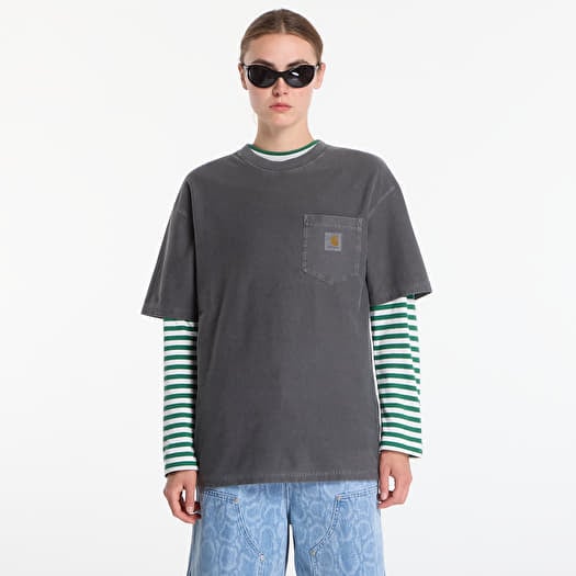 Póló Carhartt WIP S/S Loose Pocket T-Shirt UNISEX Black Garment Dyed