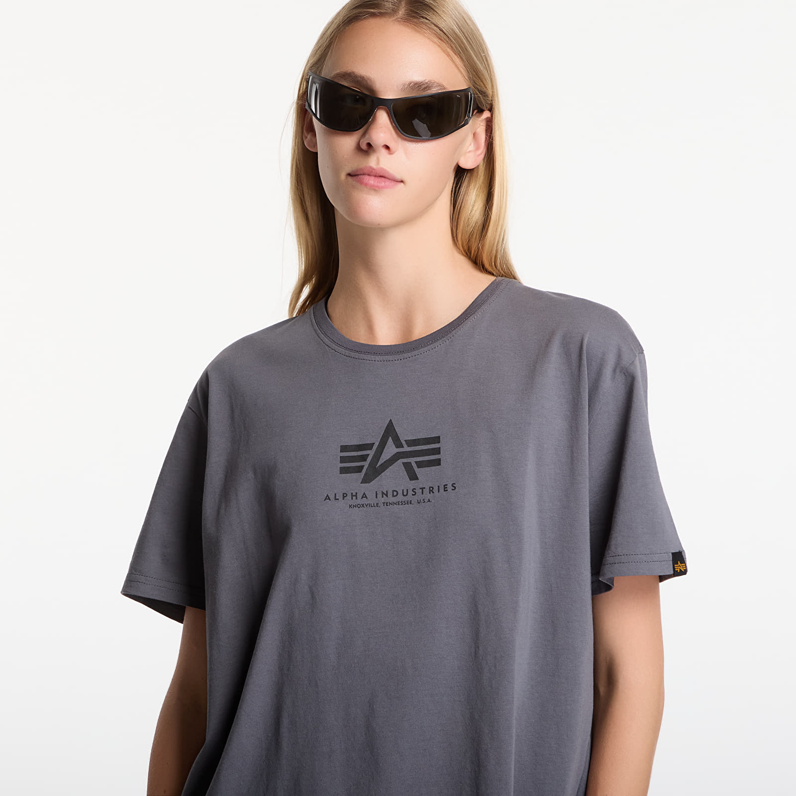 Ανδρικά μπλουζάκια Alpha Industries Basic T-Shirt Contrast Stitch Grey Black/ Black