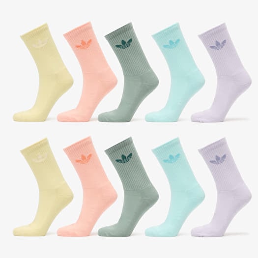 adidas Trefoil Crew Socks 10-Pack Silver Green/ Glow Pink/ Semi Flash Aqua