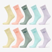 adidas Trefoil Crew Socks 10-Pack Silver Green/ Glow Pink/ Semi Flash Aqua