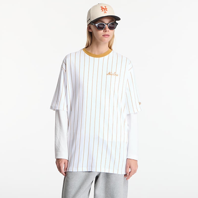 T-krekls New Era Pinstripe OS Tee UNISEX Optic White/ DOC
