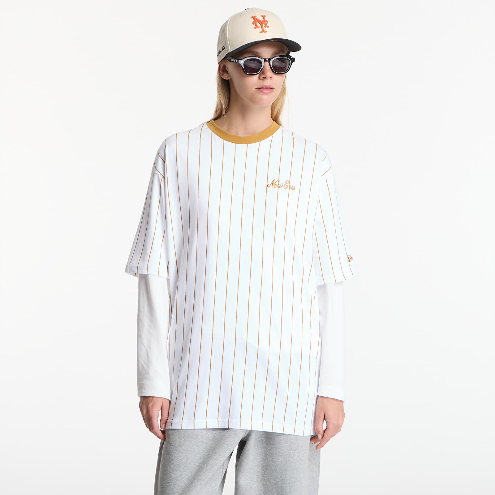 Men's T-shirts New Era Pinstripe OS Tee UNISEX Optic White/ DOC