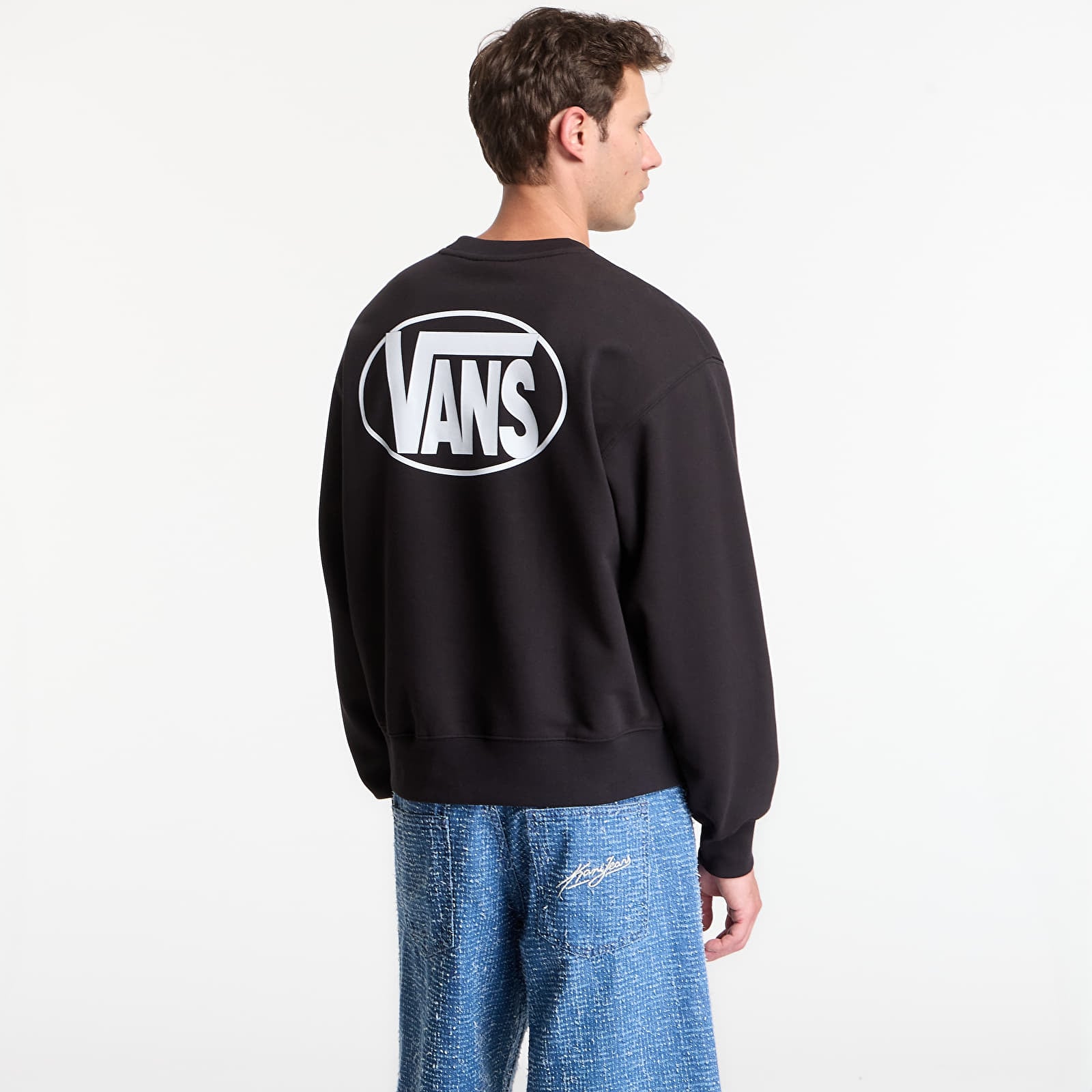 Dukserice Vans Oval Logo Crew Black