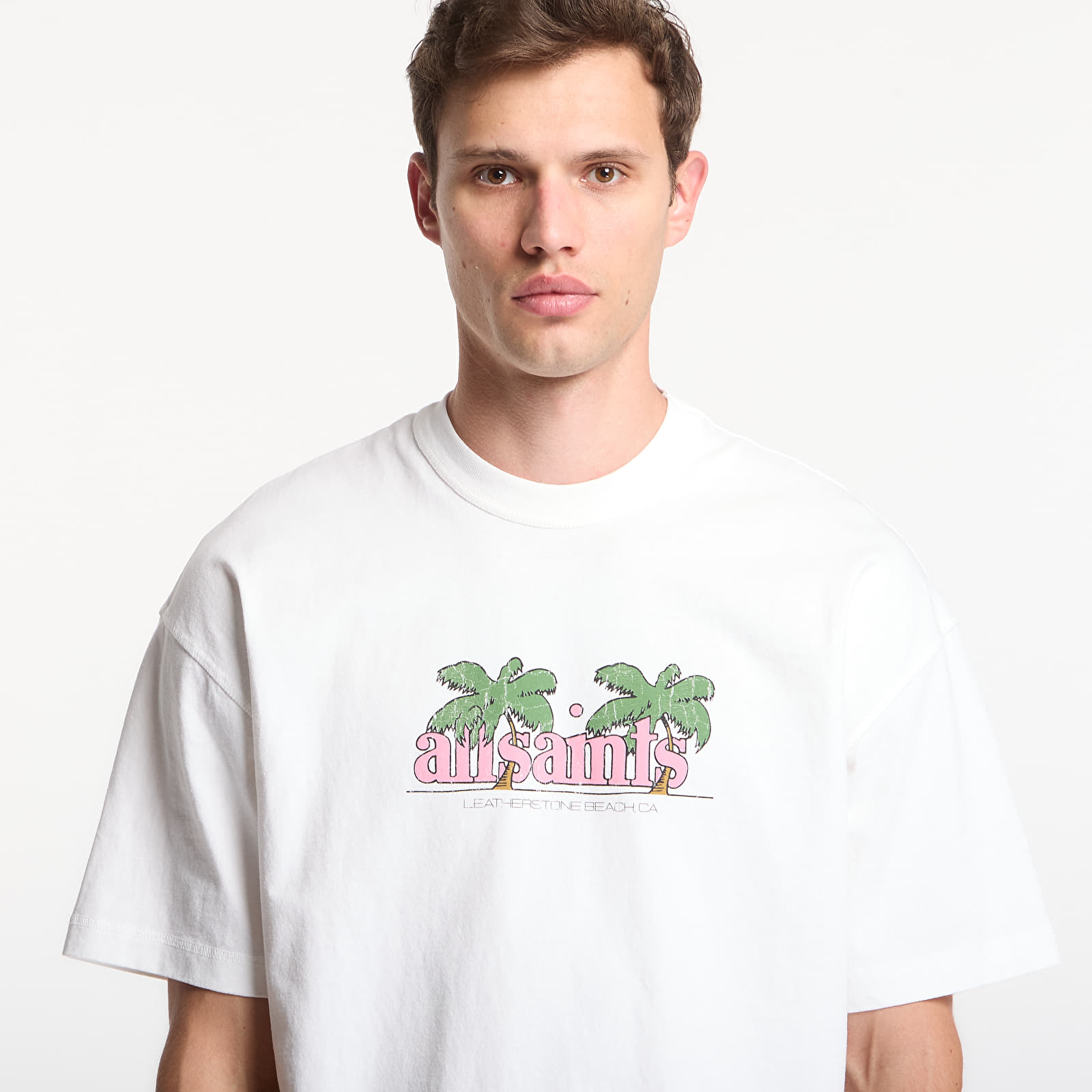 Magliette AllSaints Troppo Ss Crew Graphic T-Shirt Chalk White