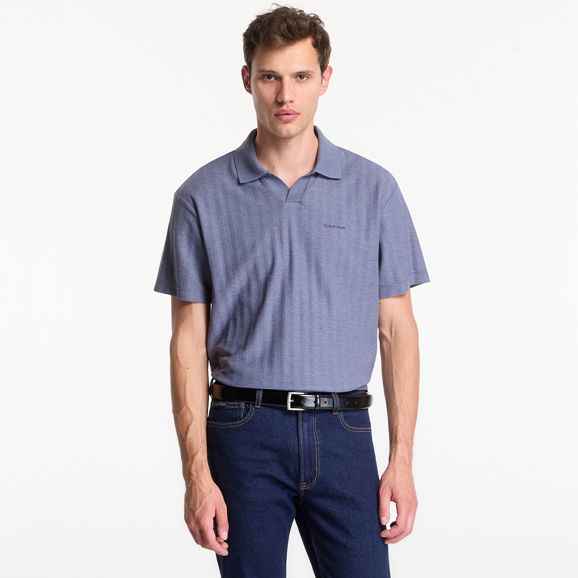 T-shirt Calvin Klein Ss Easy Vertical Stripe Textured Polo Blue Nomad XL