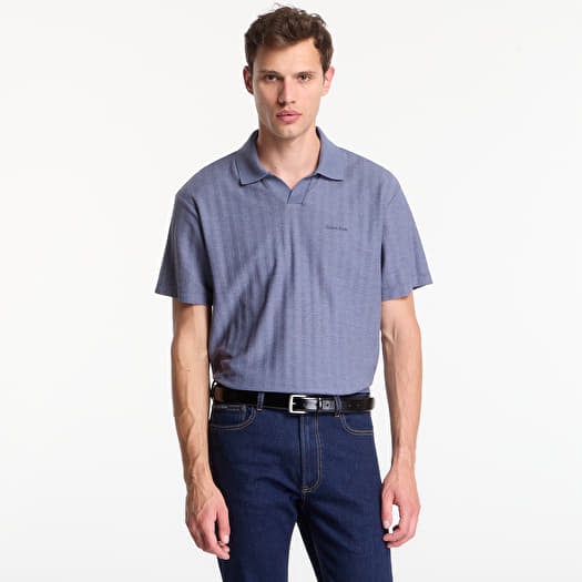 T-Shirt Calvin Klein Ss Easy Vertical Stripe Textured Polo Blue Nomad