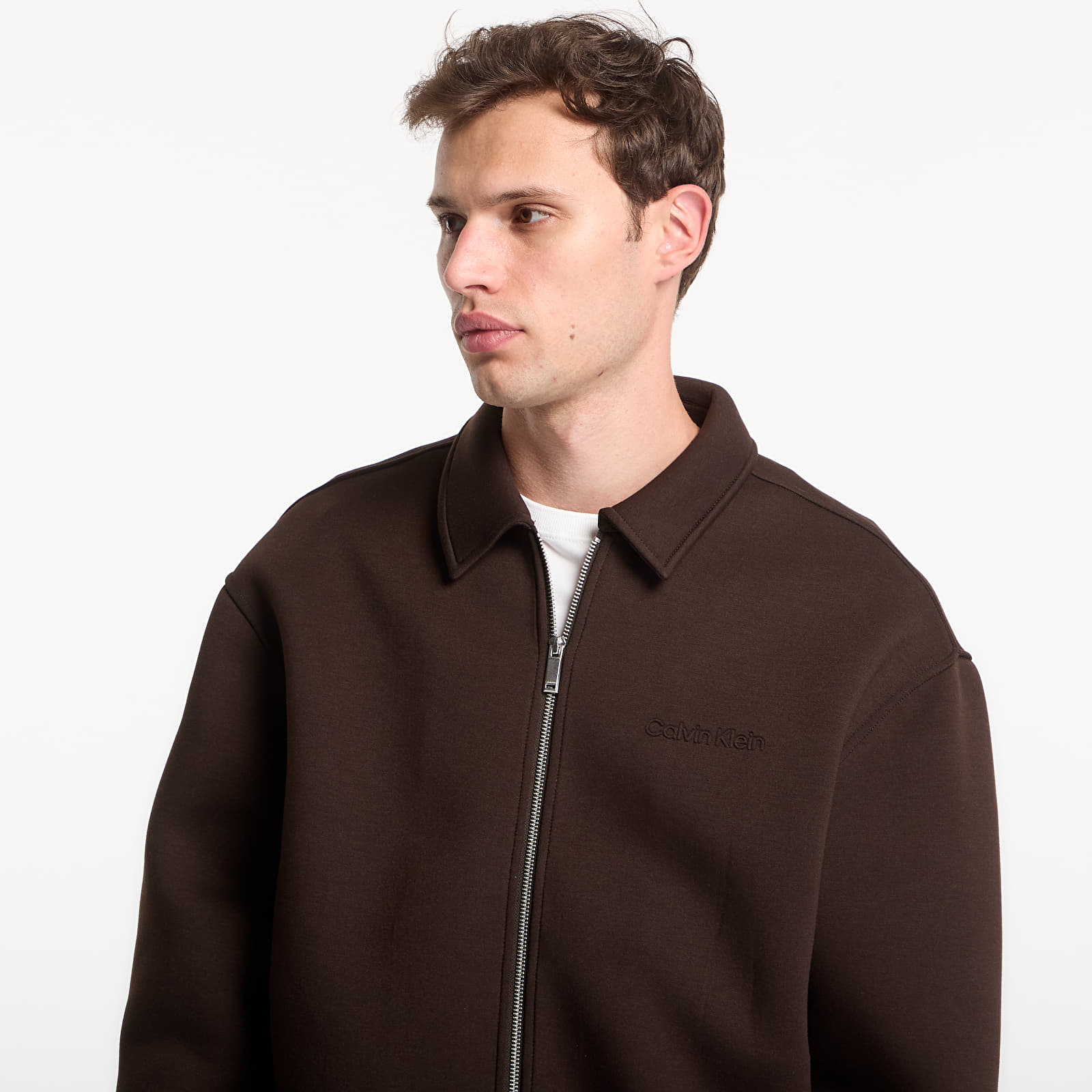 Bundy Calvin Klein Ls Cooling Spacer Fz Shirt Jacket Dark Coffee