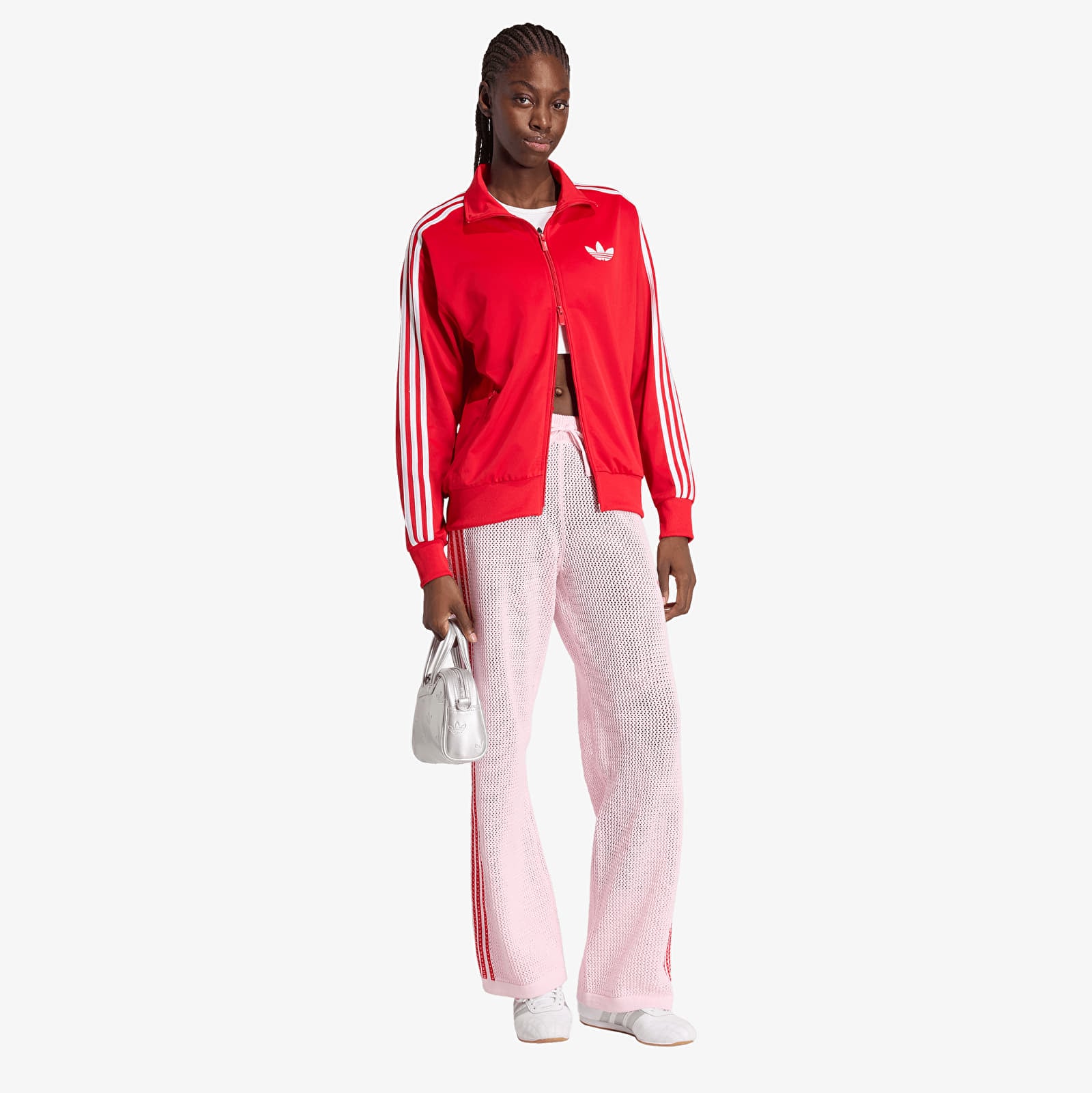 Women's Sweatpants adidas Crochet Track Pants Clear Pink/ Red