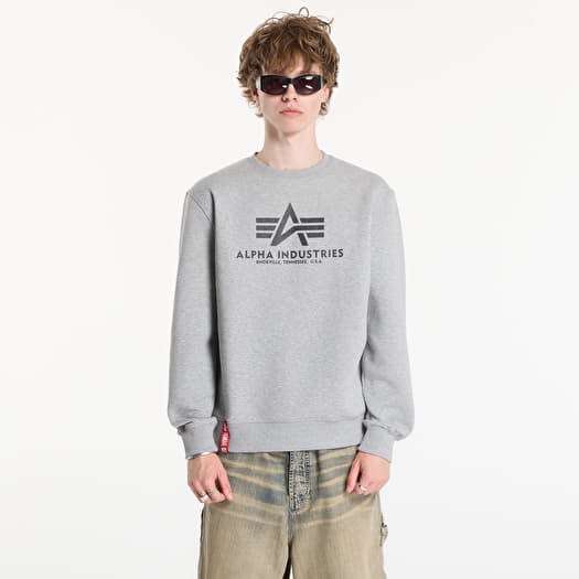 Mikina Alpha Industries Basic Sweater melange šedá
