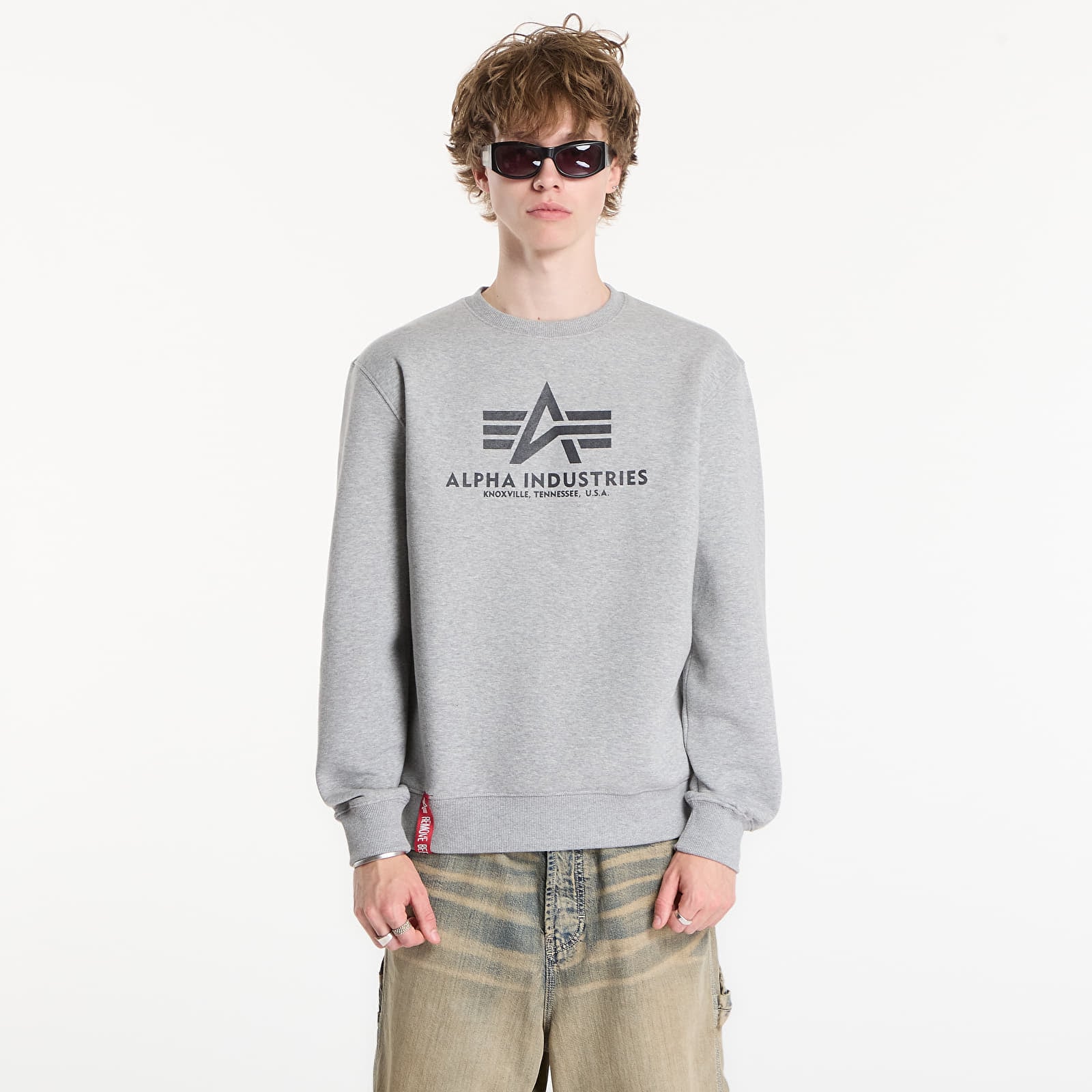Mikiny Alpha Industries Basic Sweater melange šedá