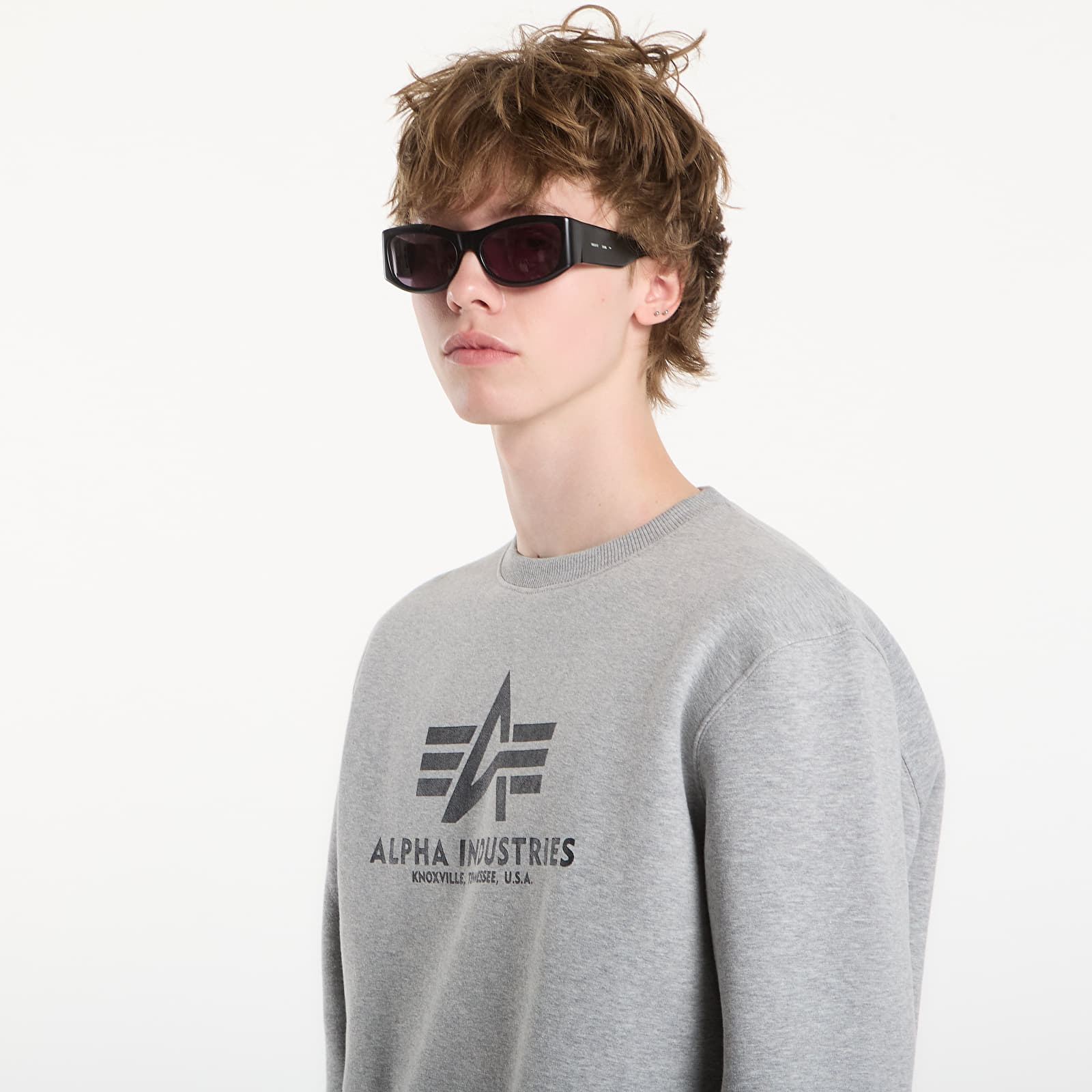 Mikiny Alpha Industries Basic Sweater melange šedá