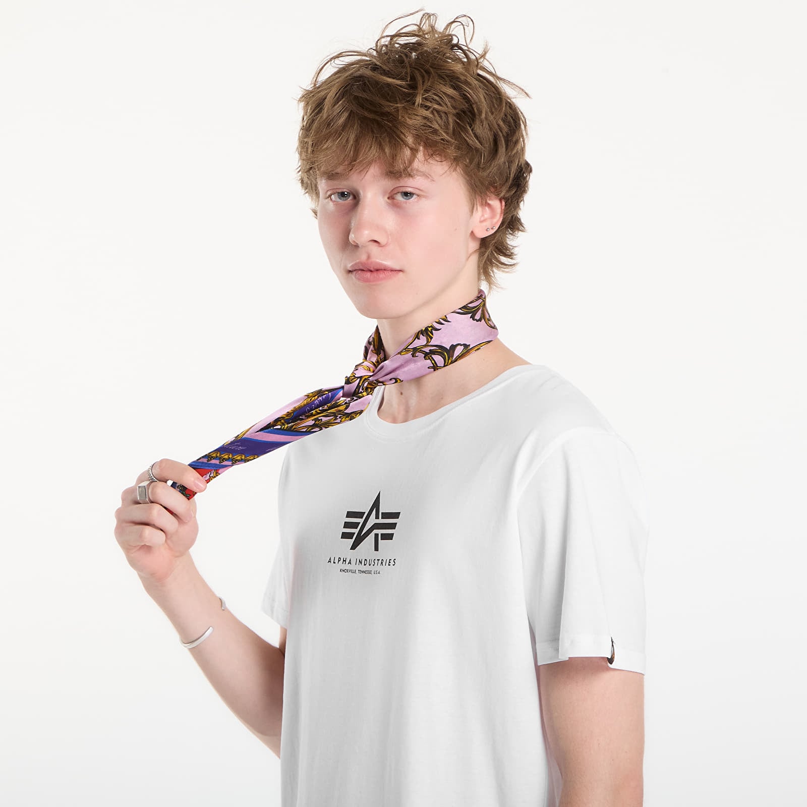 Ανδρικά μπλουζάκια Alpha Industries Basic T-Shirt Contrast Stitch White