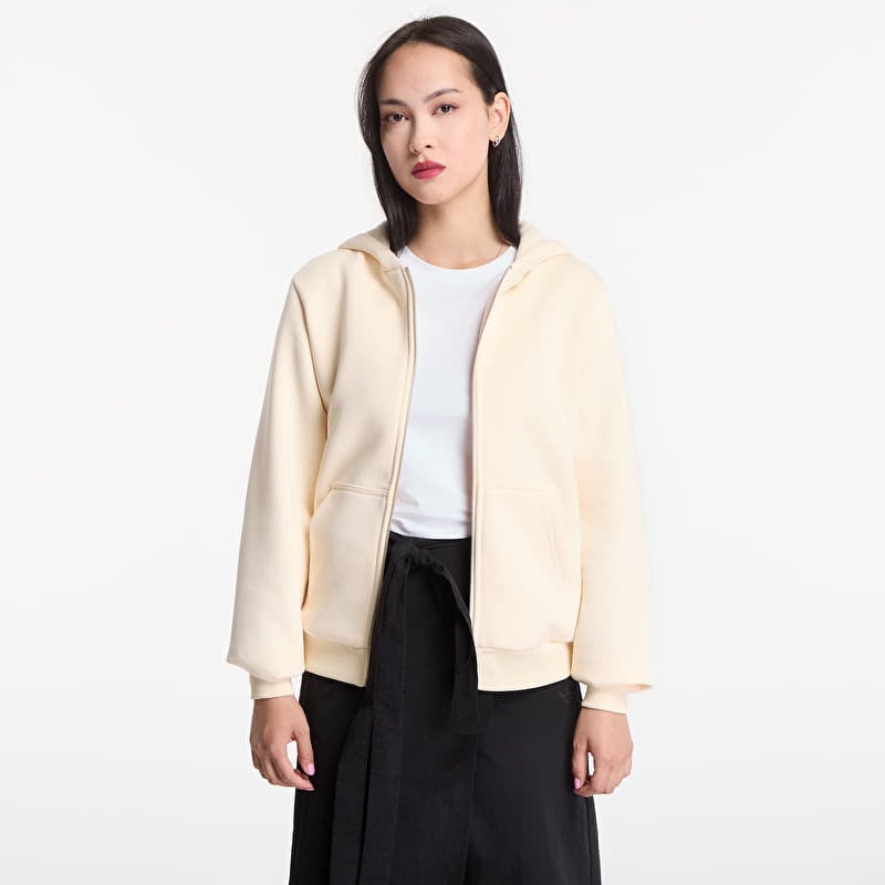 Mikina Urban Classics Fluffy Zip Hoody White Sand