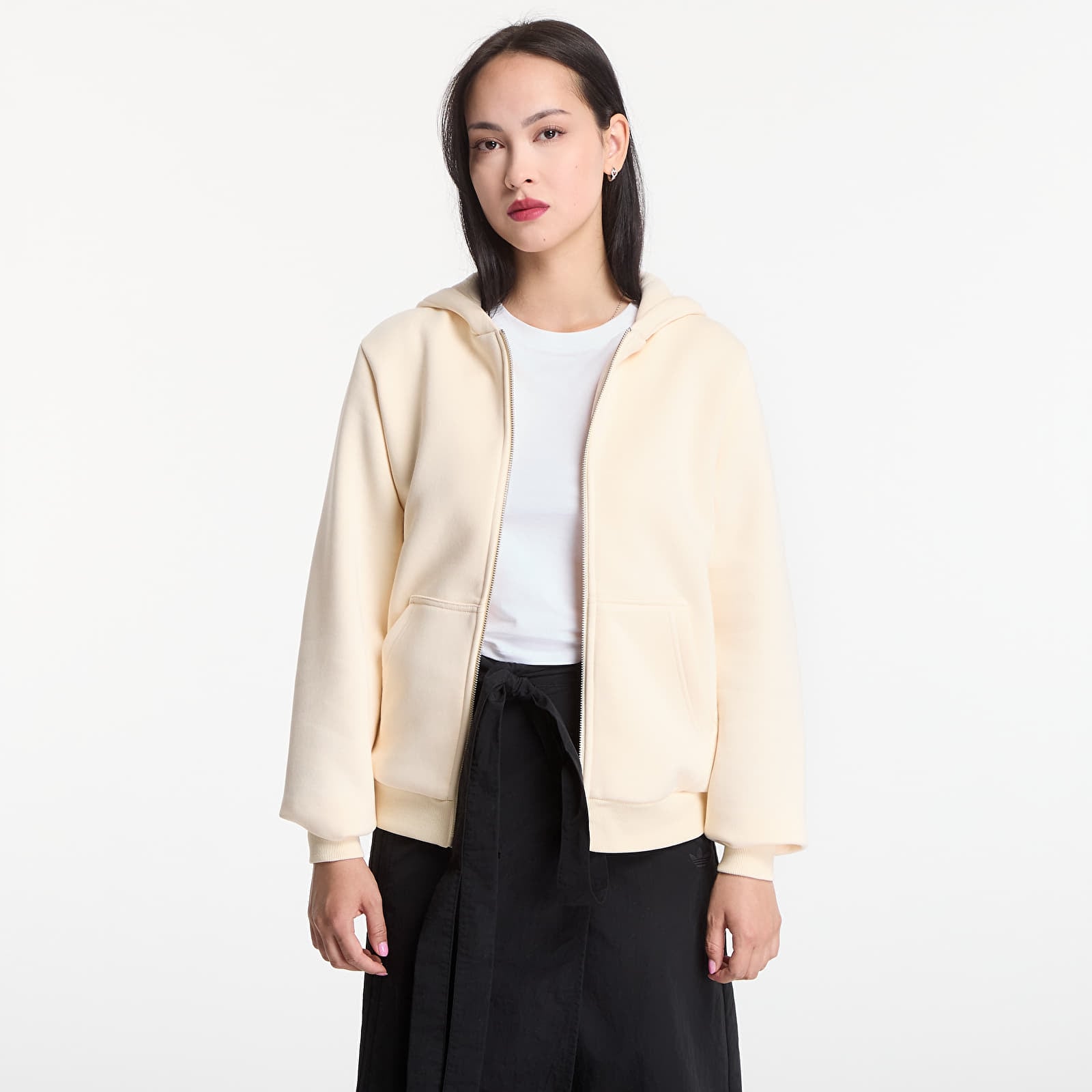 Women's Sweatshirts Urban Classics Fluffy Zip Hoody White Sand