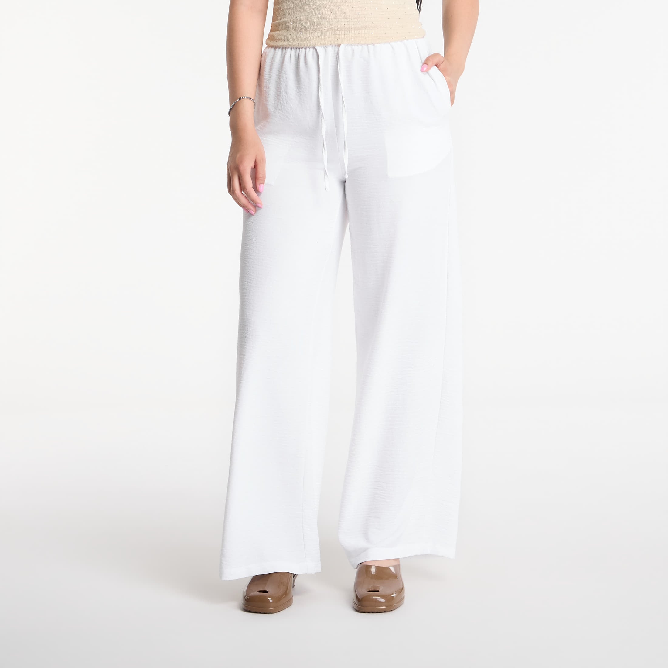 Pants Urban Classics Structured Wideleg Pants White L