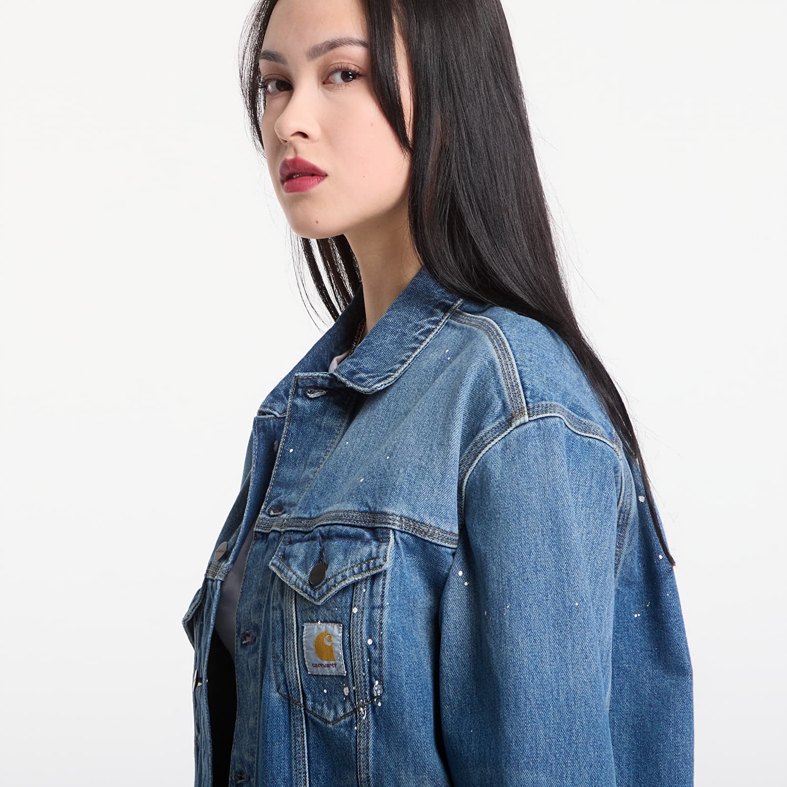 Muške jakne Carhartt WIP Helston Jacket UNISEX Blue Destroy Wash, Splatter