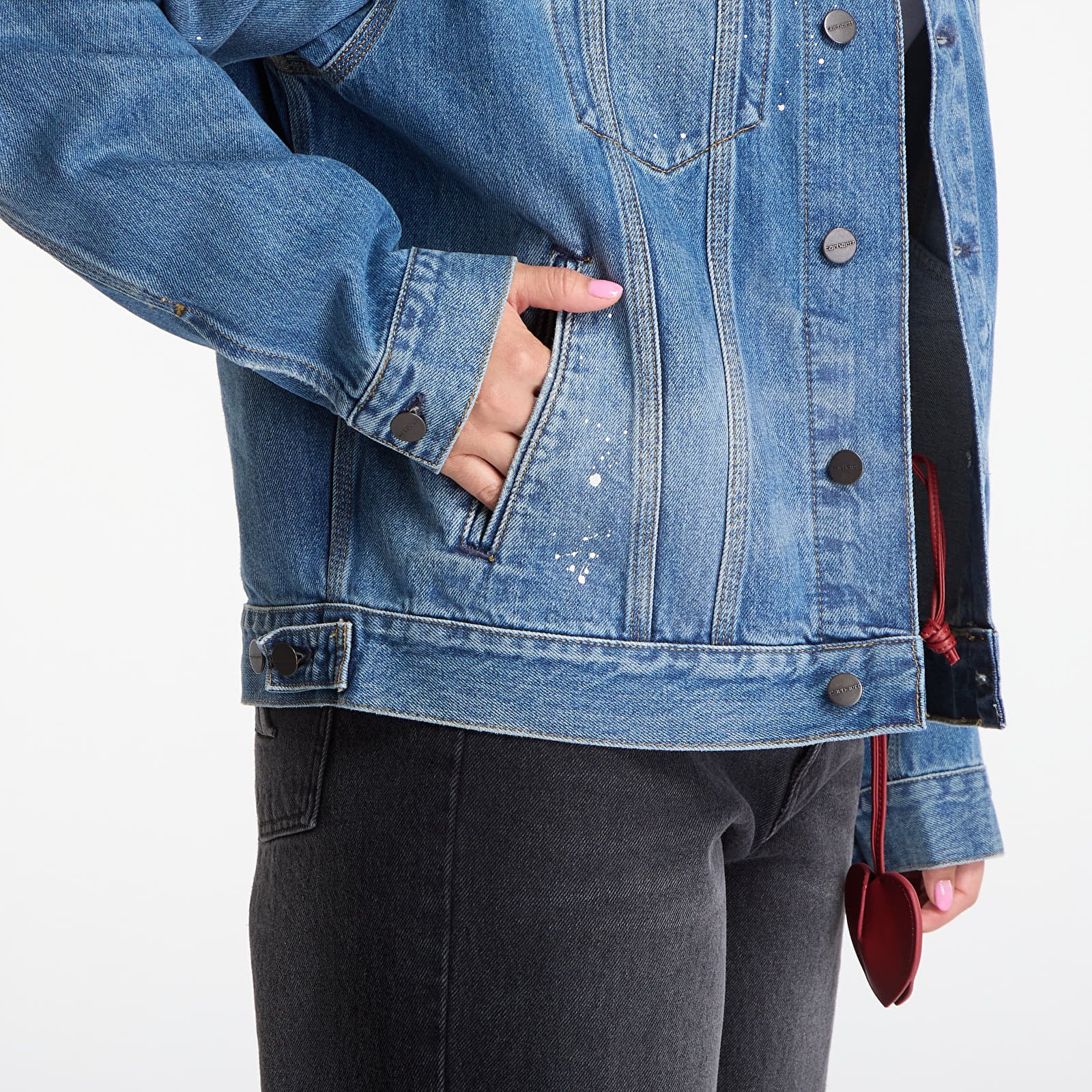 Muške jakne Carhartt WIP Helston Jacket UNISEX Blue Destroy Wash, Splatter