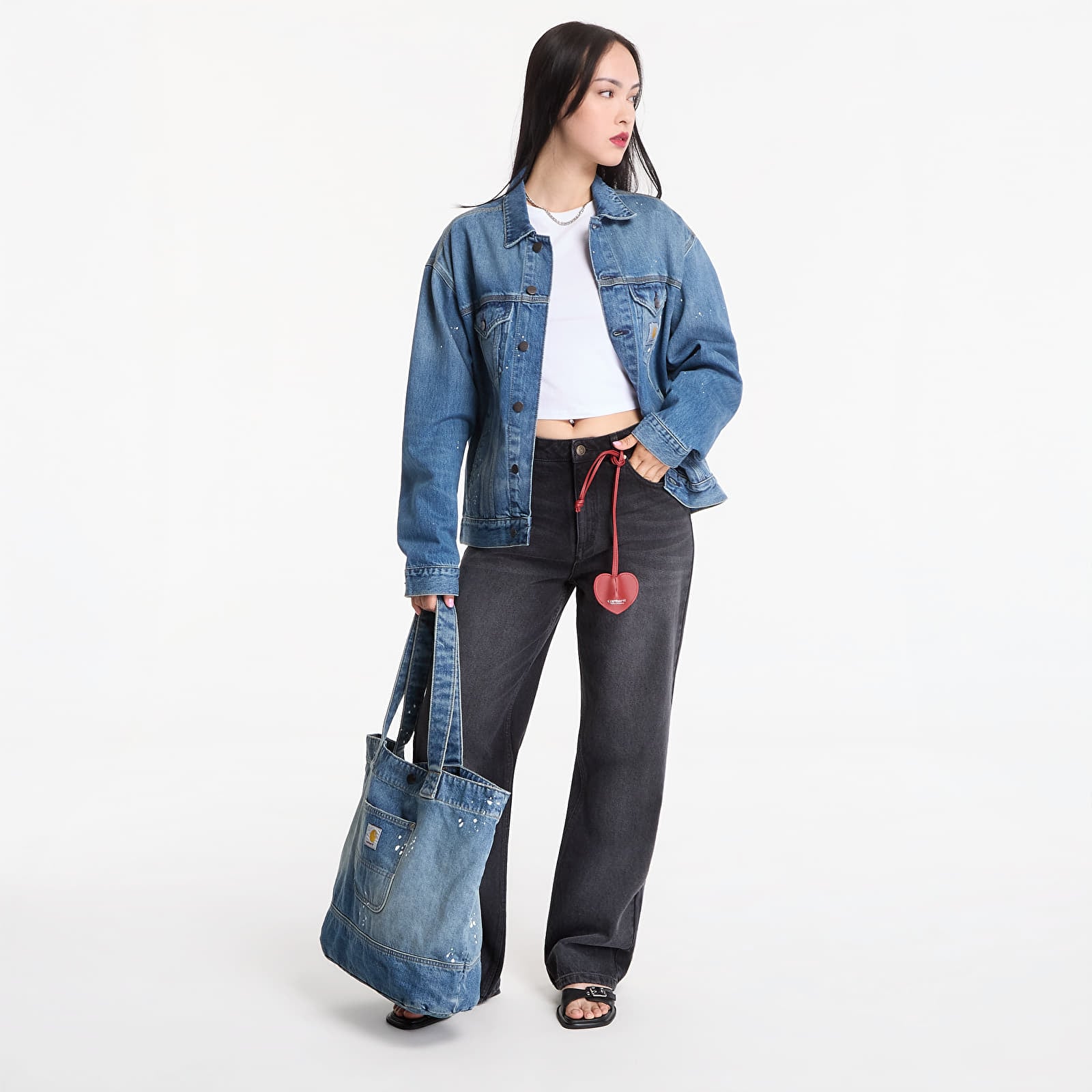 Muške jakne Carhartt WIP Helston Jacket UNISEX Blue Destroy Wash, Splatter