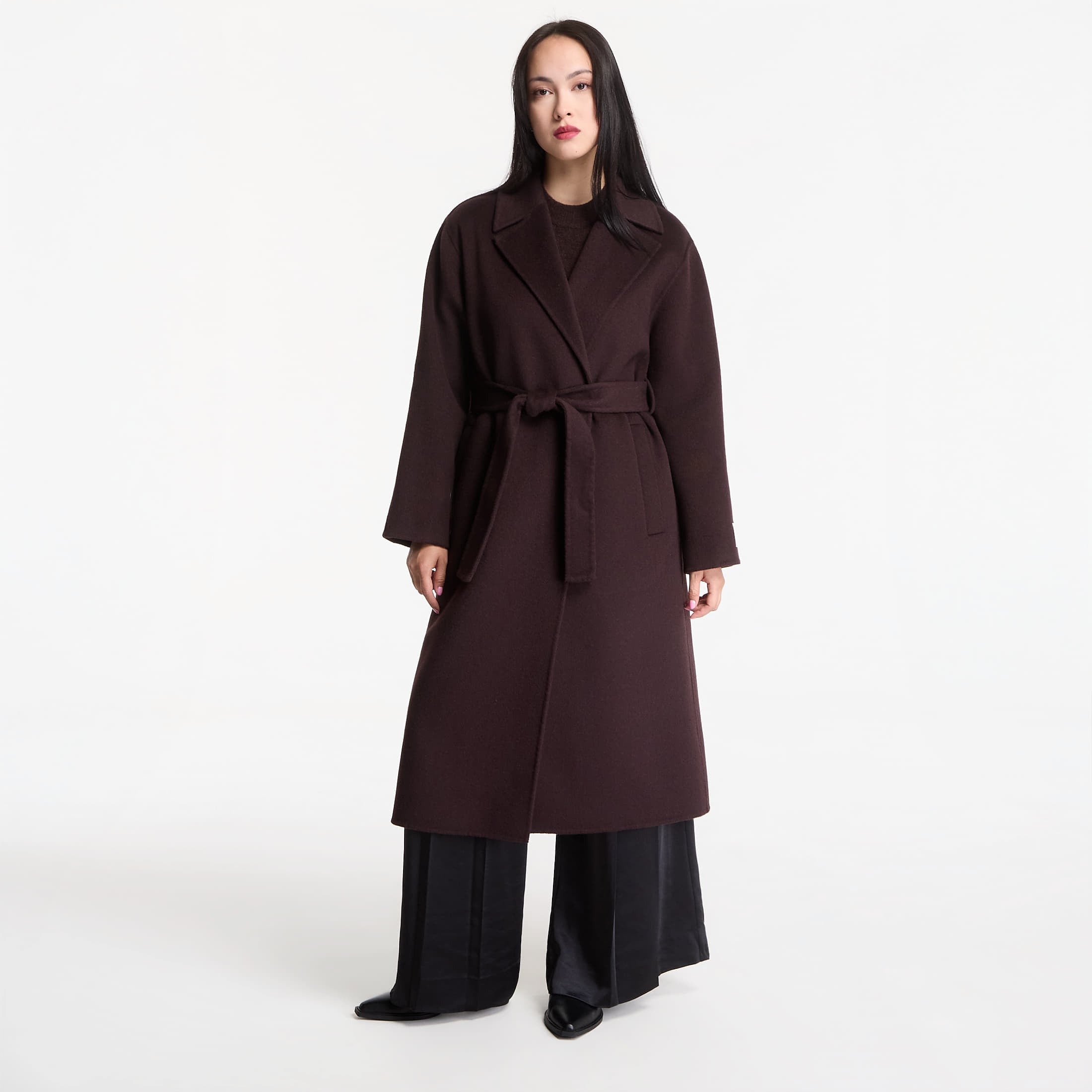Coat Calvin Klein Classic Df Wool Wrap Coat Dark Brown L