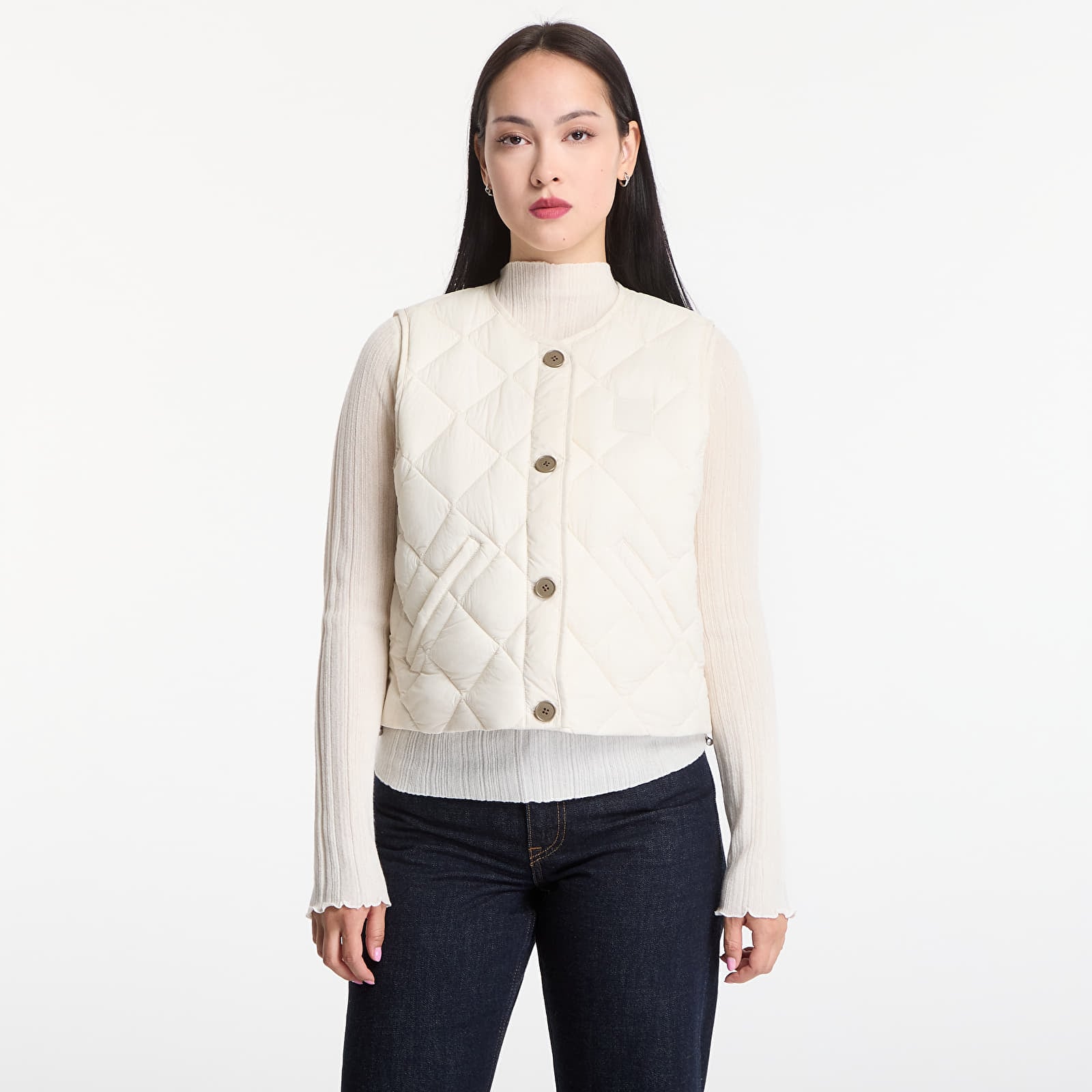 Damen Strickjacken Calvin Klein Ulw Short Quilted Liner Vest Birch