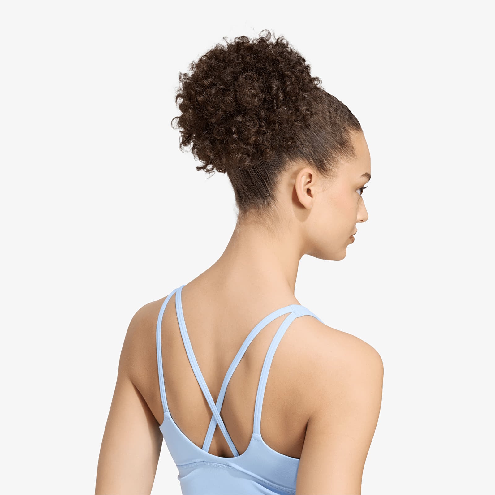 Biustonosze damskie adidas 3 Stripes Studio All Me Light Support Bra Glow Blue