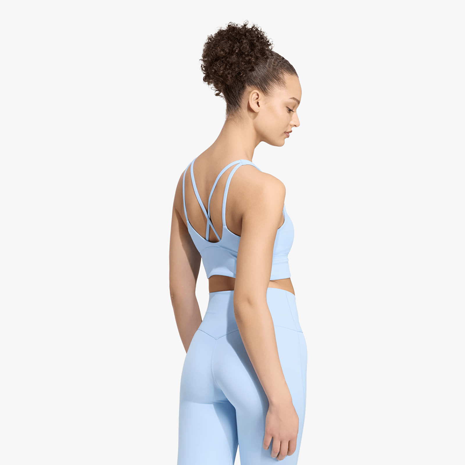 Biustonosze damskie adidas 3 Stripes Studio All Me Light Support Bra Glow Blue