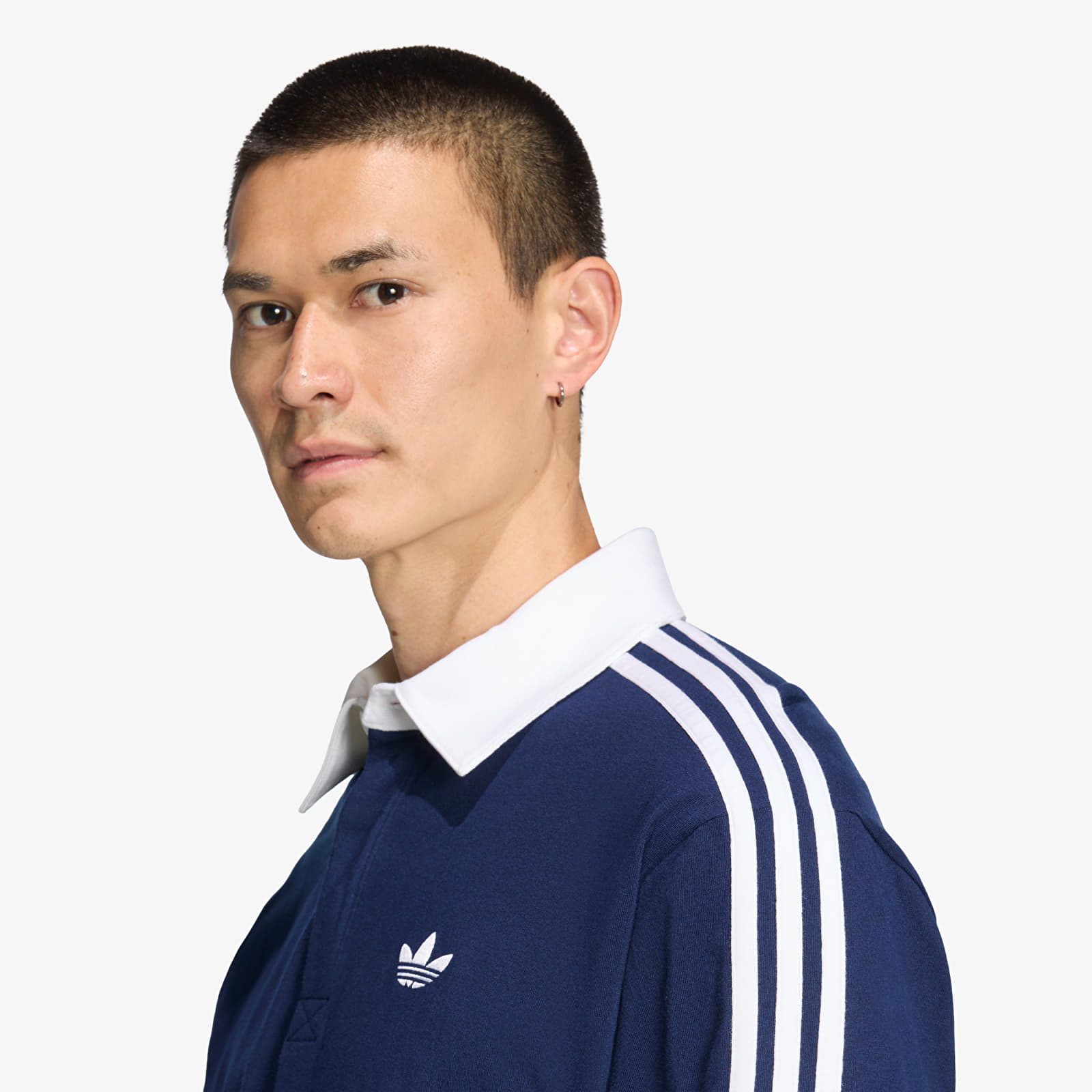 Men's T-shirts adidas 3-Stripes Rugby Longsleeve Polo Night Indigo