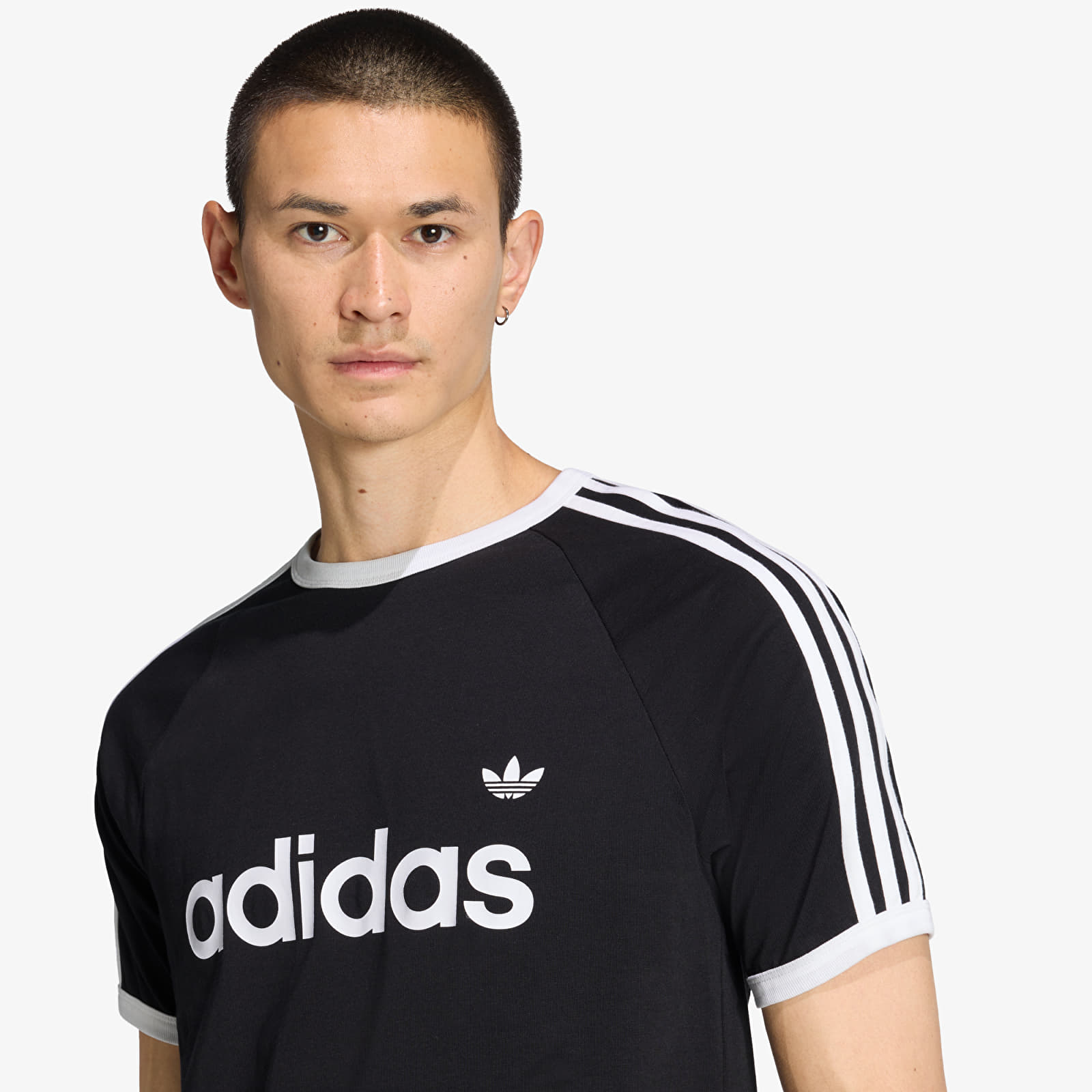 Moške majice  adidas 3-Stripes Slim Ringer T-Shirt Black