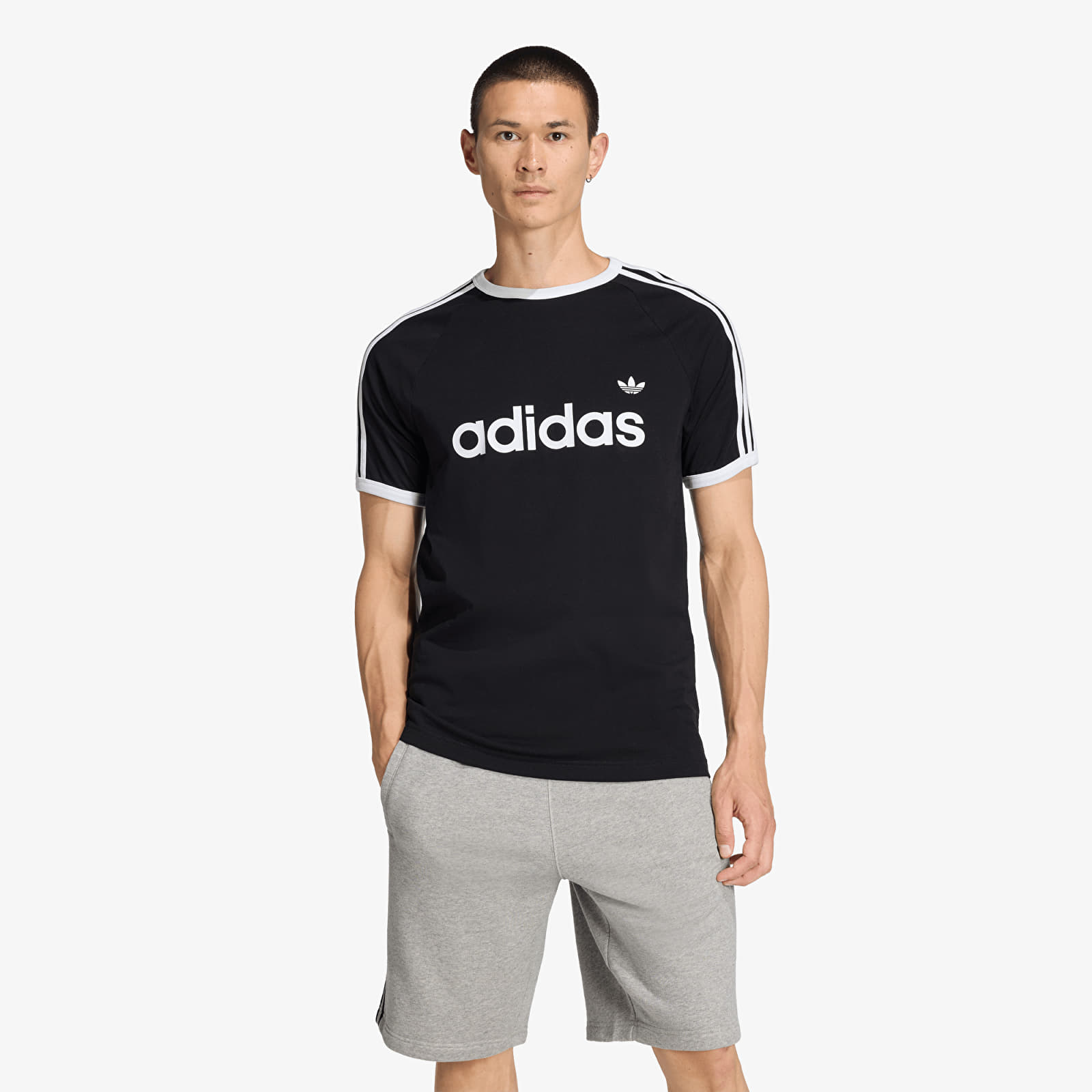 Moške majice  adidas 3-Stripes Slim Ringer T-Shirt Black