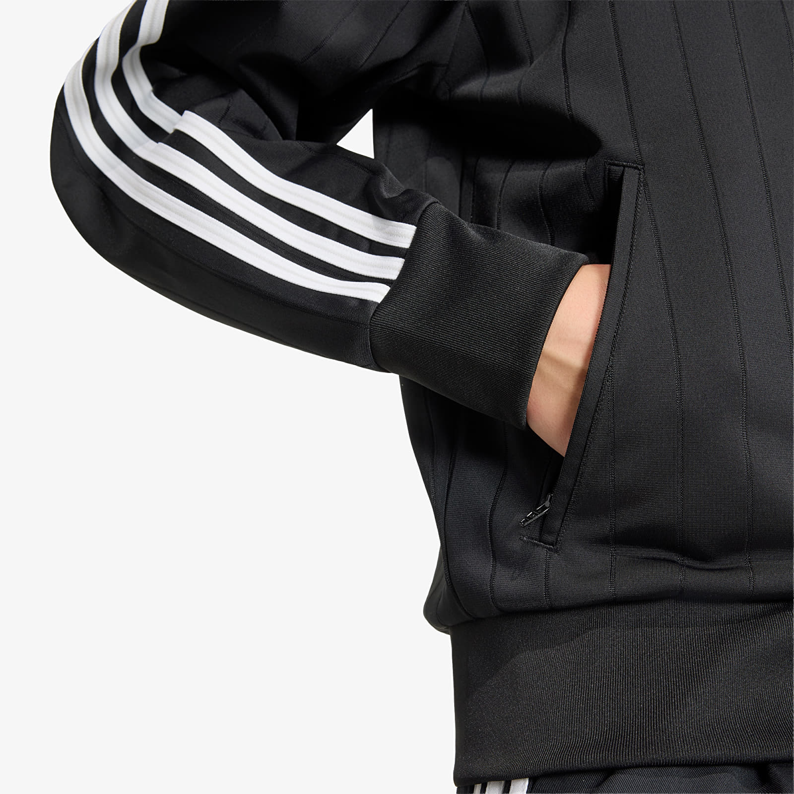 Chaquetas de mujer adidas Pinstripe Firebird Loose Tracktop Black/ White/ Grey Two