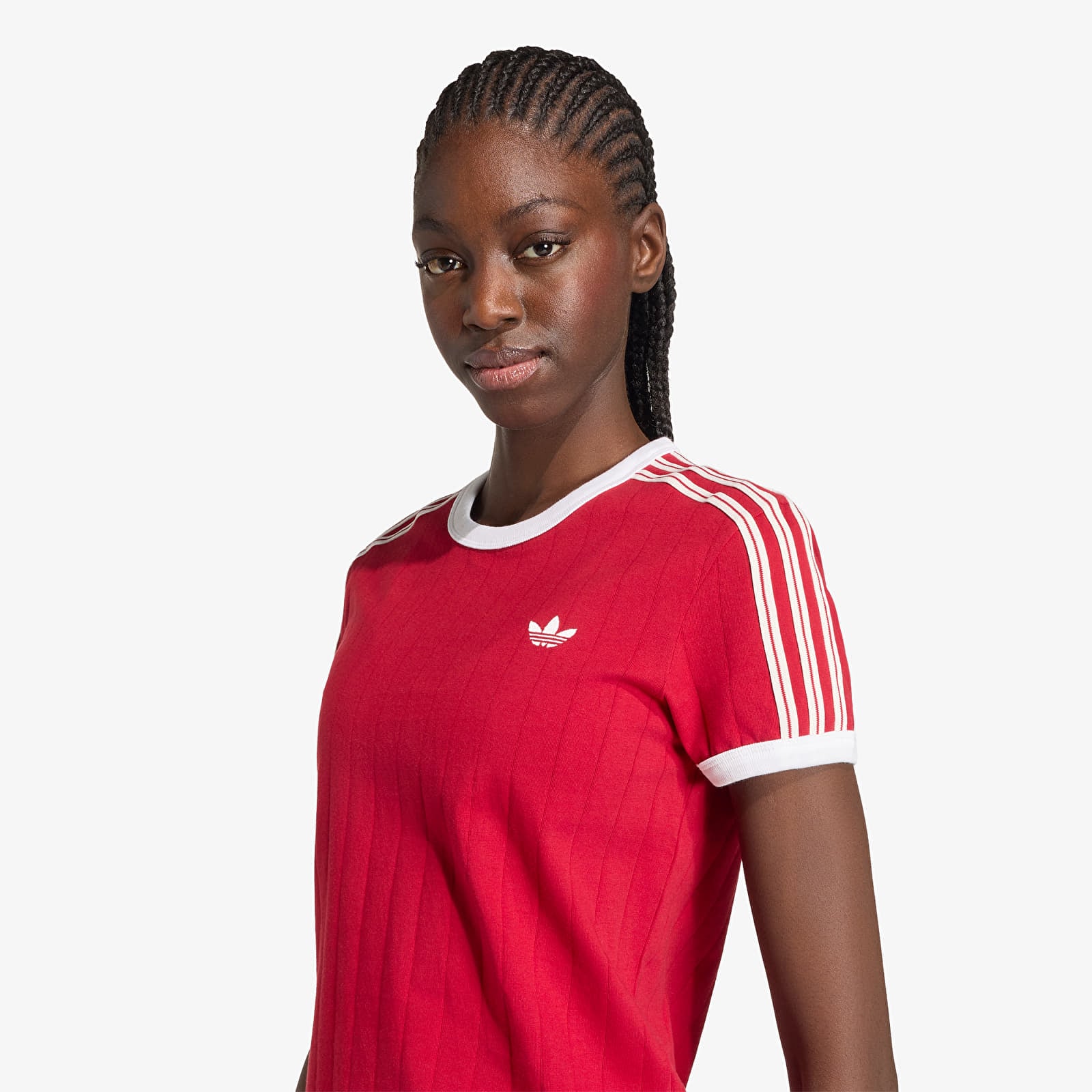 T-Shirts Frau adidas Pinstripe Short Sleeve Slim Tee Team Victory Red/ White/ Team Victory Red