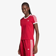 adidas Pinstripe Short Sleeve Slim Tee Team Victory Red/ White/ Team Victory Red