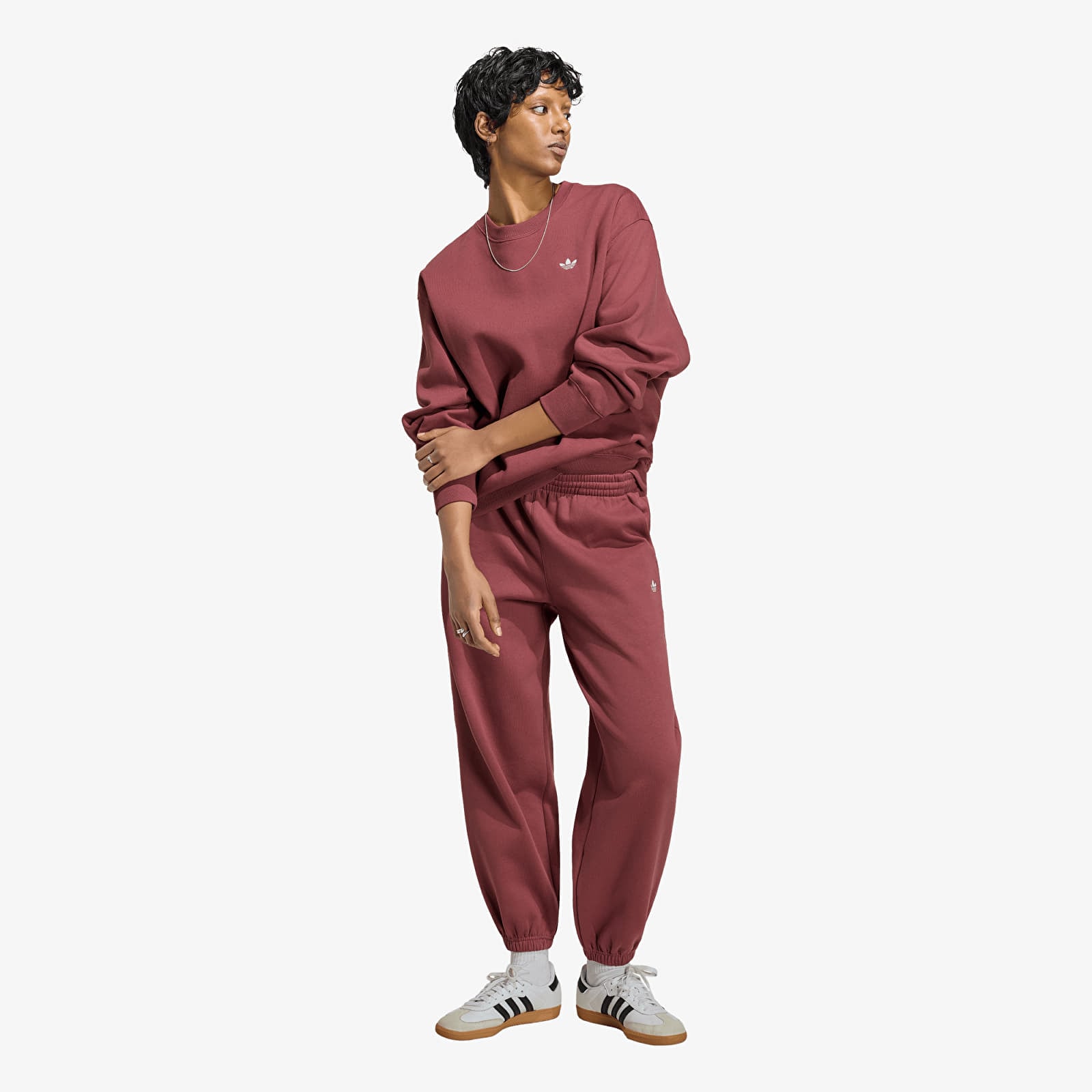 Sweats à capuche femme adidas Essentials Crew Long Fleece Sweatshirt Quiet Crimson