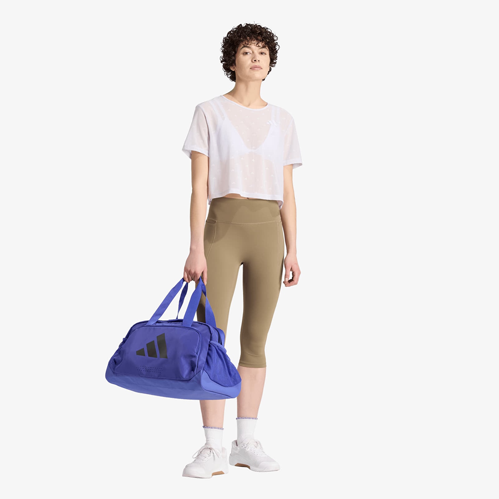 Γυναικεία μπλουζάκια adidas Strength Essentials Workout Boxy Mesh T-Shirt Frozen Purple