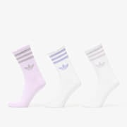 adidas 3 Stripes Glitter Crew Socks 3-Pack White/ Ice Lavender