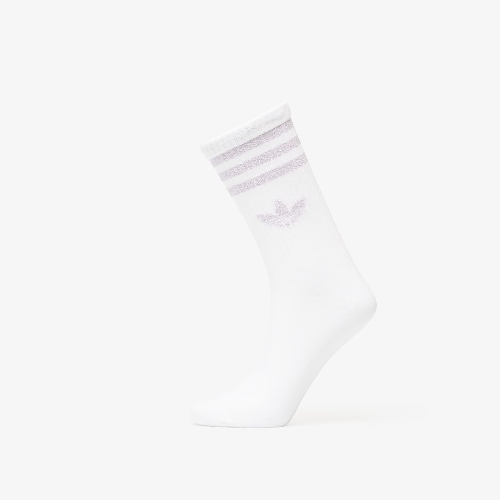 Socken für Männer adidas 3 Stripes Glitter Crew Socks 3-Pack White/ Ice Lavender
