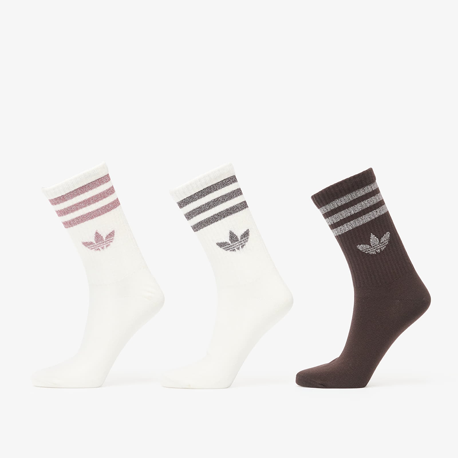 Pánske ponožky adidas 3 Stripes Glitter Crew Socks 3-Pack Off White/ Aurora Coffee
